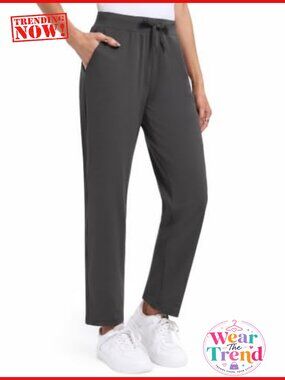 Womens Golf Pants Stretch Straight Leg Pull On 2 Pockets Work Travel